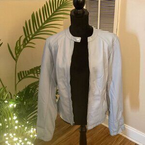 Express Faux Leather Bomber Jacket - Blue - Large (SKU# 023)